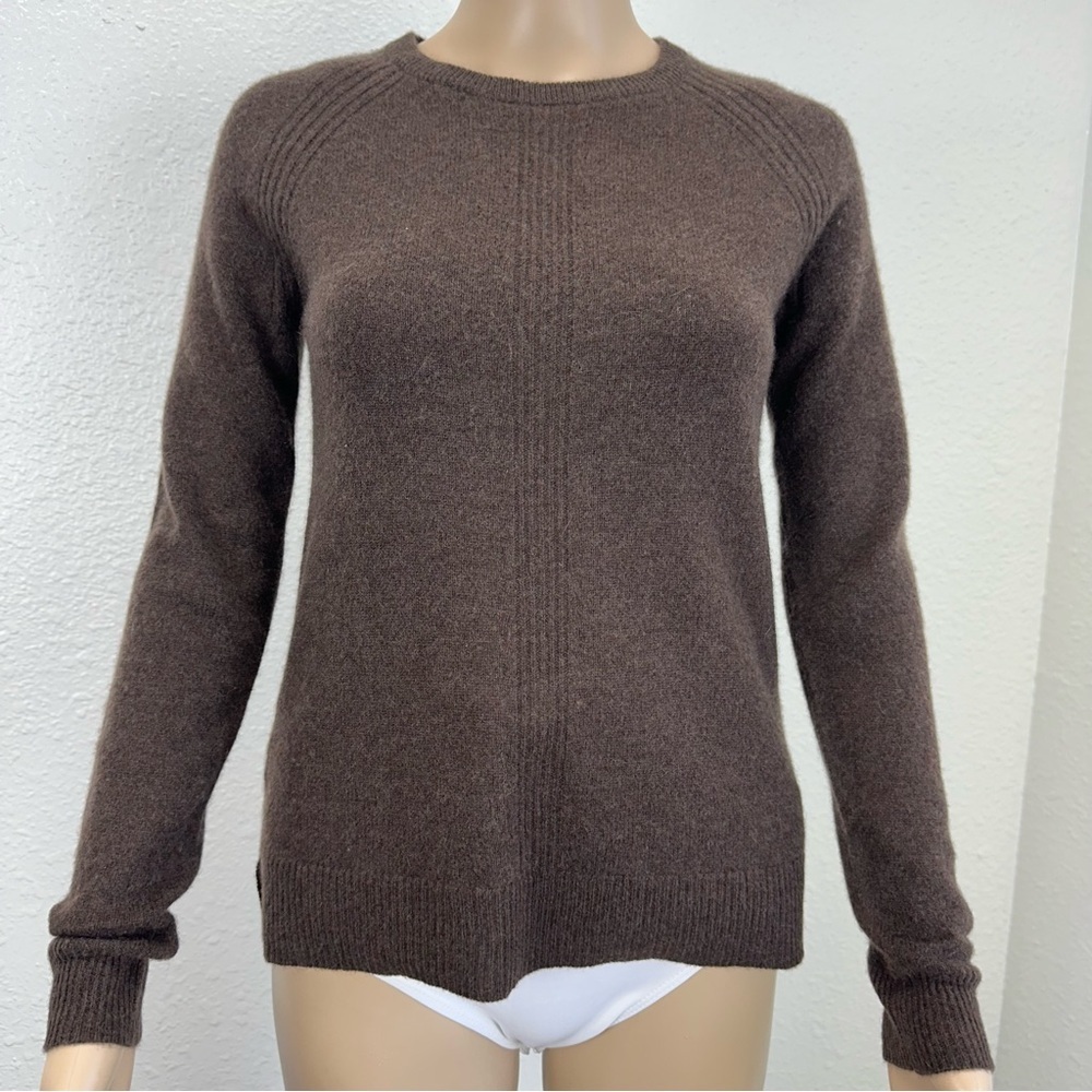 Magaschoni Women's Cashmere Crew Neck Sweater Dark Brown Size XS